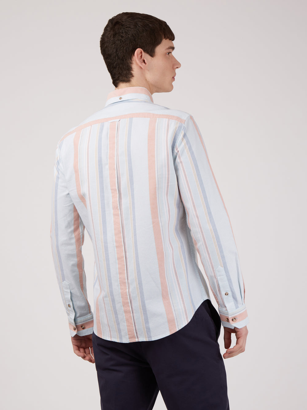 Chemises Ben Sherman The Oxford Ivy Stripe Long-Sleeve Bleu | TAH-29826441